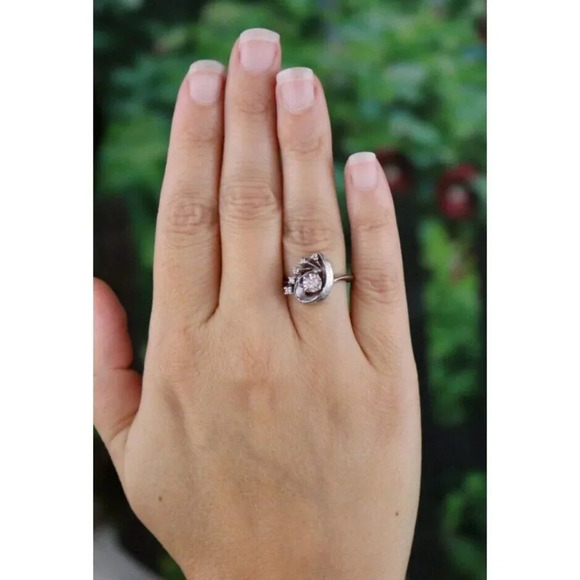 14k White Gold Diamond Ring Antique Art Deco Size 6 - Picture 2 of 8